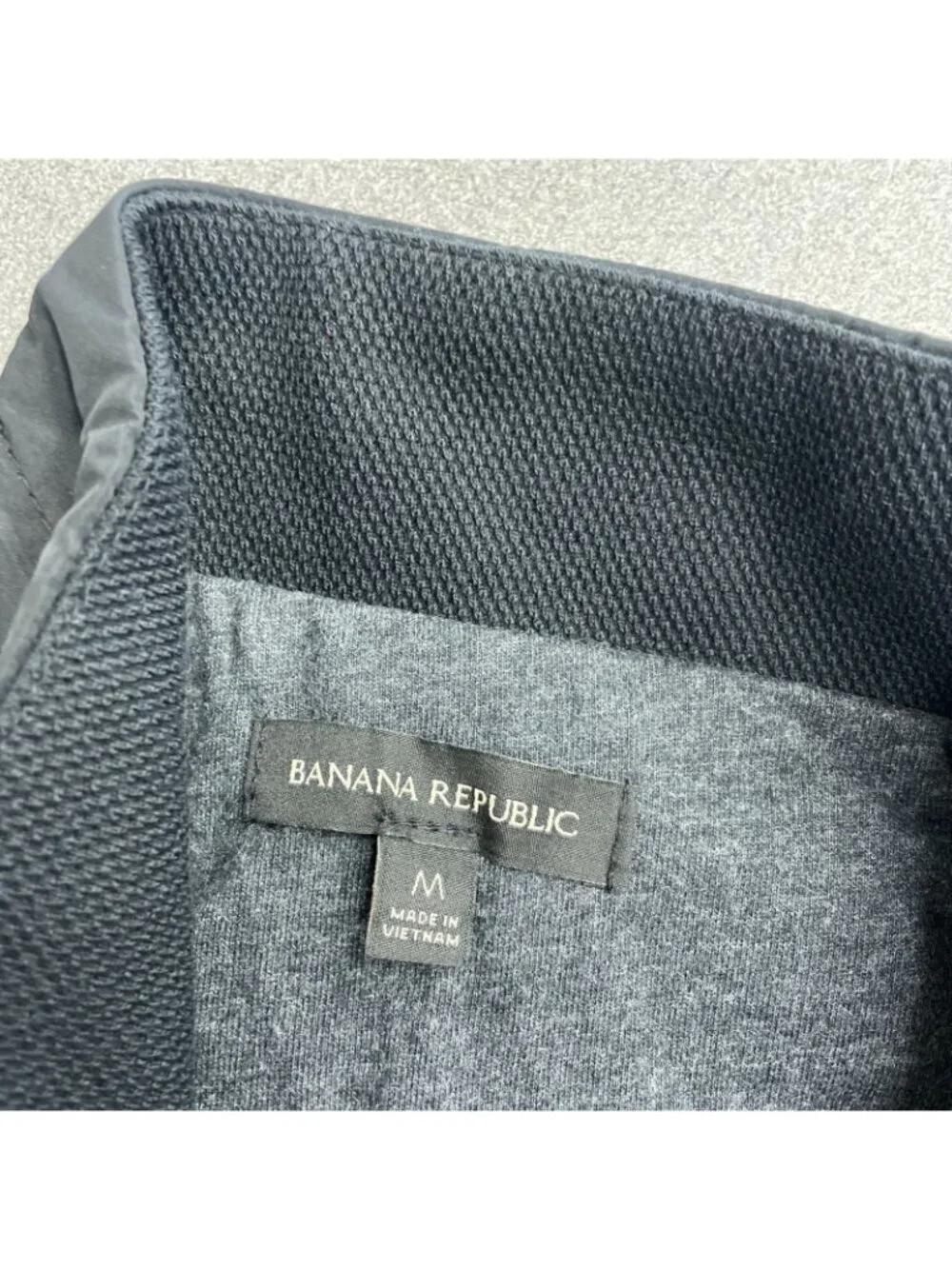 Banana Republic Men's M Quilted Zip-Up Vest Black Polyester-Cotton Blend M0947